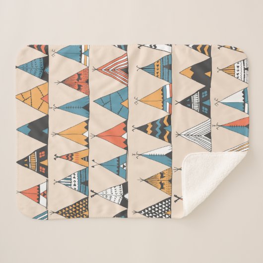 Teepee Muster. Wigwam-Sommerzelt Sherpadecke (Vorderseite (Horizontal))