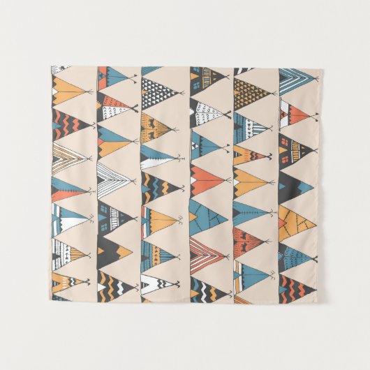 Teepee Muster. Wigwam-Sommerzelt Wandteppich (Vorderseite (Horizontal))