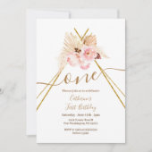 Teepee Pampas Grass 1. Geburtstag Einladung (Vorderseite)