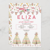 Teepee Sleepover Einladung (Vorne/Hinten)