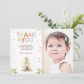 Teepee Stammes- Boho danken Ihnen, Mädchen-Rosa zu Dankeskarte (Stehend Vorderseite)