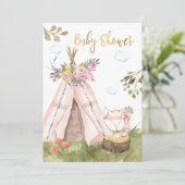 *~* Teepee Tent Boho Fox Wald Einladung (Stehend Vorderseite)