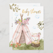 *~* Teepee Tent Boho Fox Wald Einladung (Vorne/Hinten)