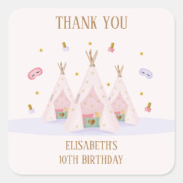 Teepee Wellness-Center Birthday Party Quadratischer Aufkleber