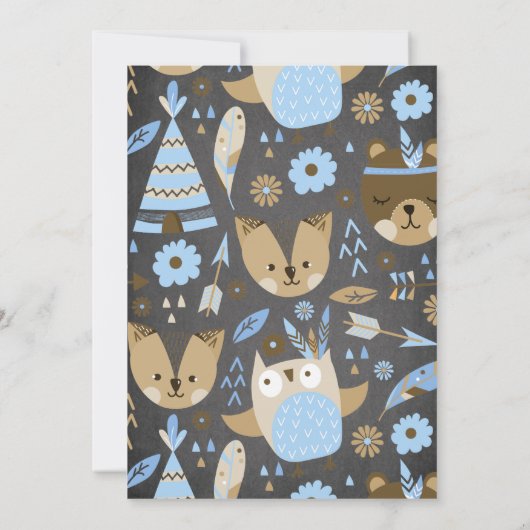 Teepee Wild Einladung zum Geburtstag (Rückseite)