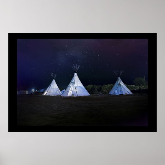 Teepees in der Nacht Poster (Vorne)