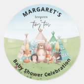 Teepees und Babyaufkleber mit Tiny Toes Runder Aufkleber (Vorderseite)