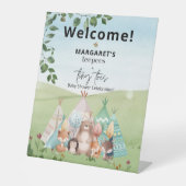 Teepees und Mini Toes Babydusche Begrüßungszeichen Sockelschild (Vorderseite)