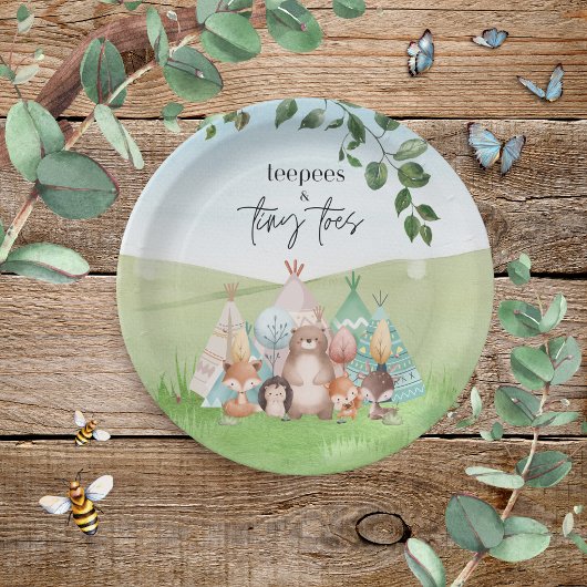 Teepees und Tiny Toes Papierplatte Pappteller