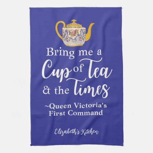 Teequeen Victoria Quote Royal Blue Geschirrtuch (Vertikal)