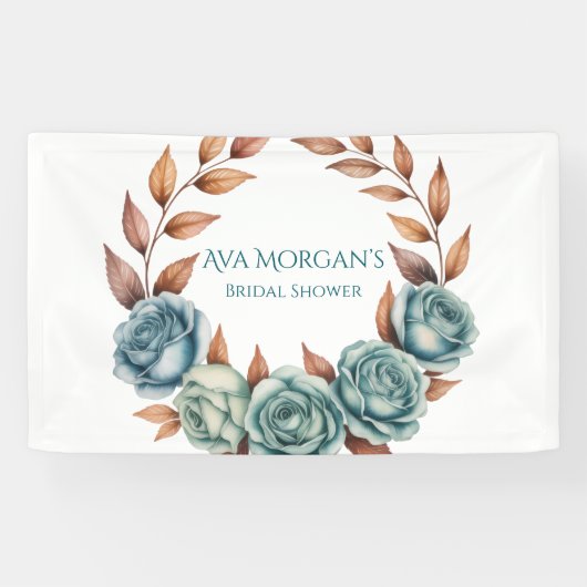 Teerosen und Kupferblätter-Brautparty Banner (Horizontal)