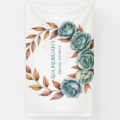 Teerosen und Kupferblätter-Brautparty Banner (Vertikal)