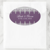 Teertropfspitze, Lila Hochzeitsticker für das Sieg Ovaler Aufkleber (Tasche)