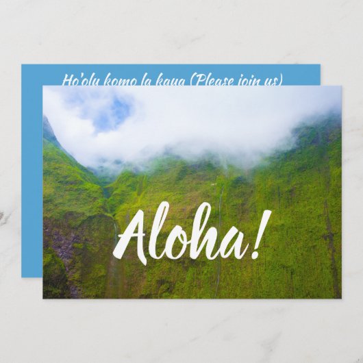 Teerwall, Monte Waialeale, Kauai, Hawaii Einladung (Vorne/Hinten)