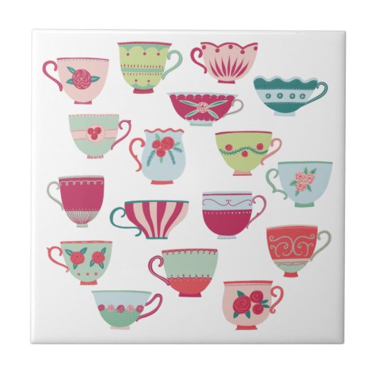 Tees Cups Modernes Retro Fliese (Vorderseite)