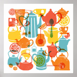 Tees in hellen Farben-Quadrat-Poster Poster