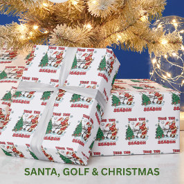 Tees the Season for Christmas Santa Golf By Par Geschenkpapier
