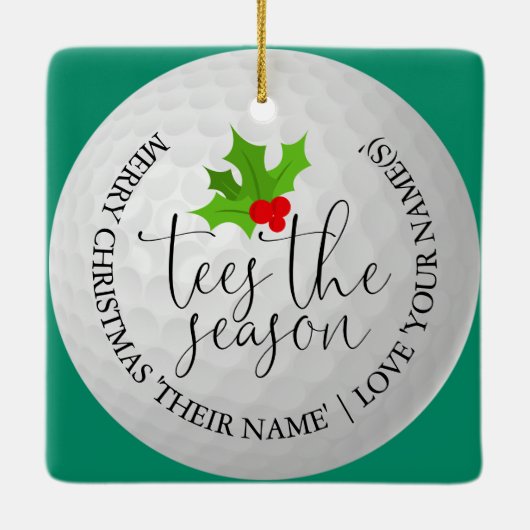 Tees The Season Fun Golfer Christmas Golf Gift Keramikornament (Rückseite)