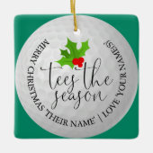 Tees The Season Fun Golfer Christmas Golf Gift Keramikornament (Vorderseite)