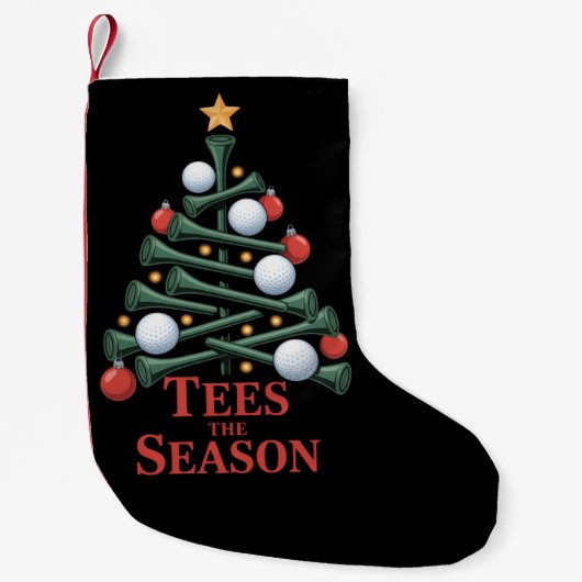 Tees the Season Golf Funny Christmas Golf Tree Kleiner Weihnachtsstrumpf (Vorderseite)