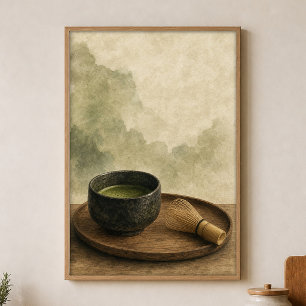 Teeschale und Quirl Wasserfarben Cottagecore Poste Poster