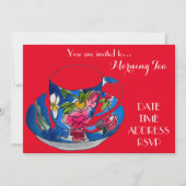 Teeschalen-Café-Party des Morgen-Tees retro Einladung (Vorderseite)