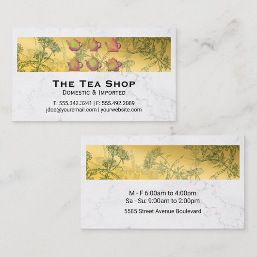 Teeshop Kräutertees Pflanze Business Card Visitenkarte (Vorne/Hinten)