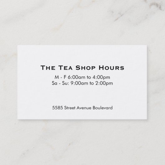 Teeshop Visitenkarte (Rückseite)
