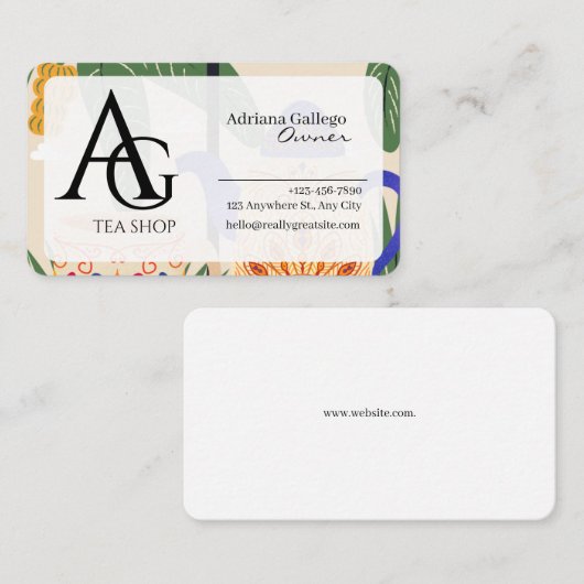 Teeshop Visitenkarte (bearbeitbar) (Vorne/Hinten)