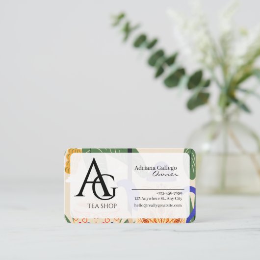Teeshop Visitenkarte (bearbeitbar) (Stehend Vorderseite)