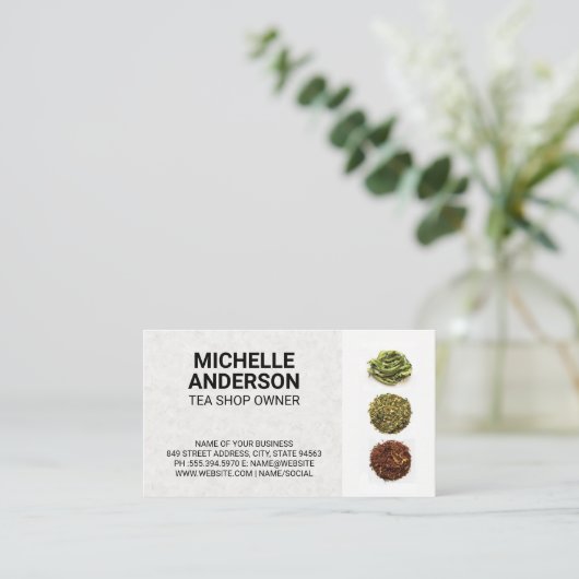 Teesorten Visitenkarte (Stehend Vorderseite)