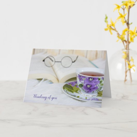 Teetasse auf Pelz, die an dich denkt Karte (Gelbe Blume)