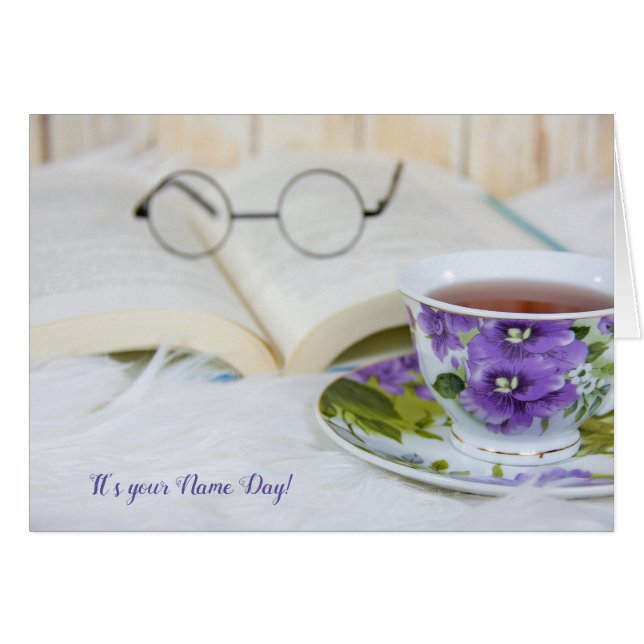 Teetasse auf Pelz für den Namenstag (Vorderseite (Horizontal))