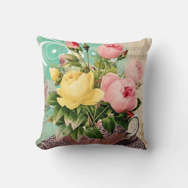 Teetasse Blume Kissen (Vorderseite)
