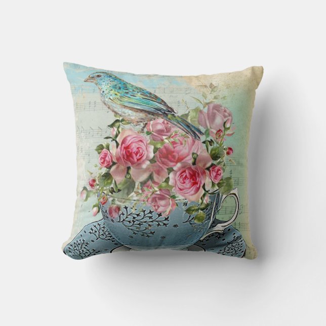 Teetasse Blume Kissen (Vorderseite)