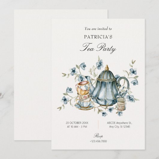 Teetasse Einladung (Vorne/Hinten)