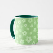 Teetasse mit grünem Griff und grüner Blume (Vorderseite Links)