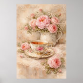 Teetasse mit Rosen Poster (Vorne)