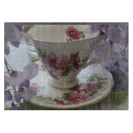 Teetasse und Wisterie Schneidebrett (Vorderseite)