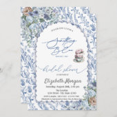 Teetasse Wasserfarbe Blaue Wildblume Brautparty Einladung (Vorne/Hinten)