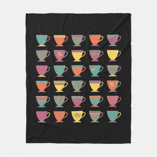 Teetassen aus Retro-Porzellan, farbenfrohe Kaffeet Fleecedecke (Vorderseite)