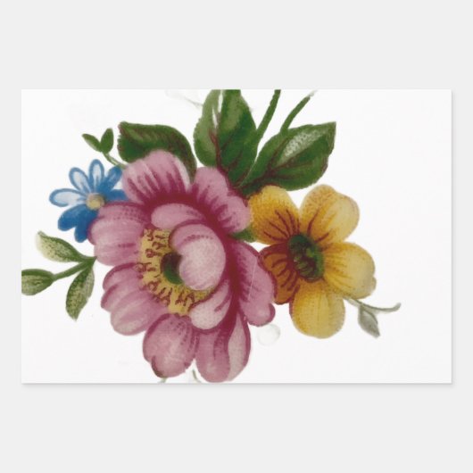 Teetassen-Blumenstrauß Geschenkpapier Set (Vorderseite)