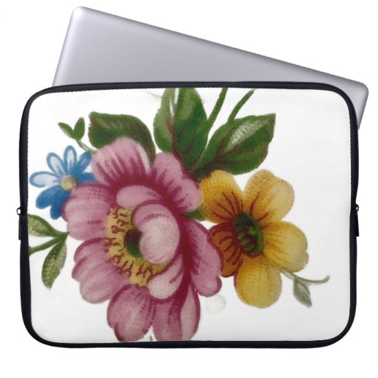 Teetassen-Blumenstrauß Laptopschutzhülle (Vorderseite)