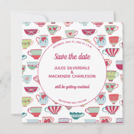 Teetassen Modern Vintage Save the Date Einladung