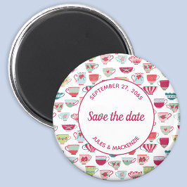 Teetassen Modern Vintage Save the Date Magnet