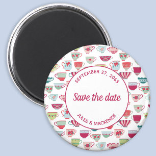 Teetassen Modern Vintage Save the Date Magnet