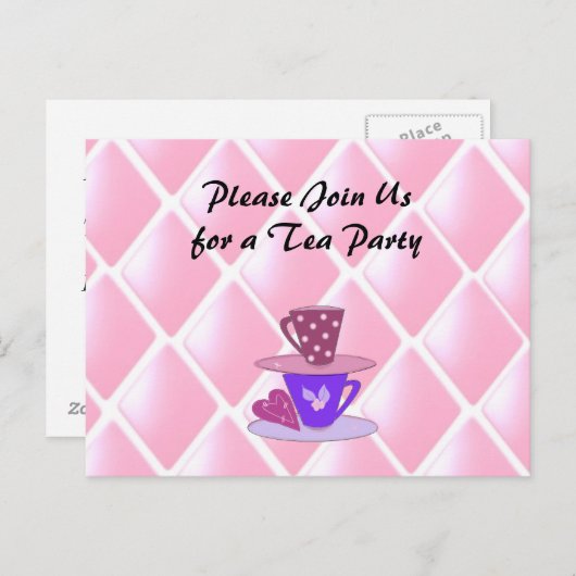 Teetassen-Party Einladung (Vorne/Hinten)