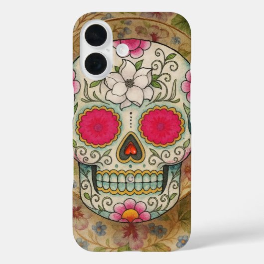 Teetassen-Zuckerschädel Case-Mate iPhone Hülle (Rückseite)