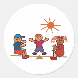Teeter-Totter Kids Runder Aufkleber