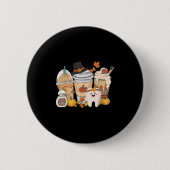 Teeth Coffee Fall Dental Pumpkin Latte Dentist Tha Button (Vorderseite)